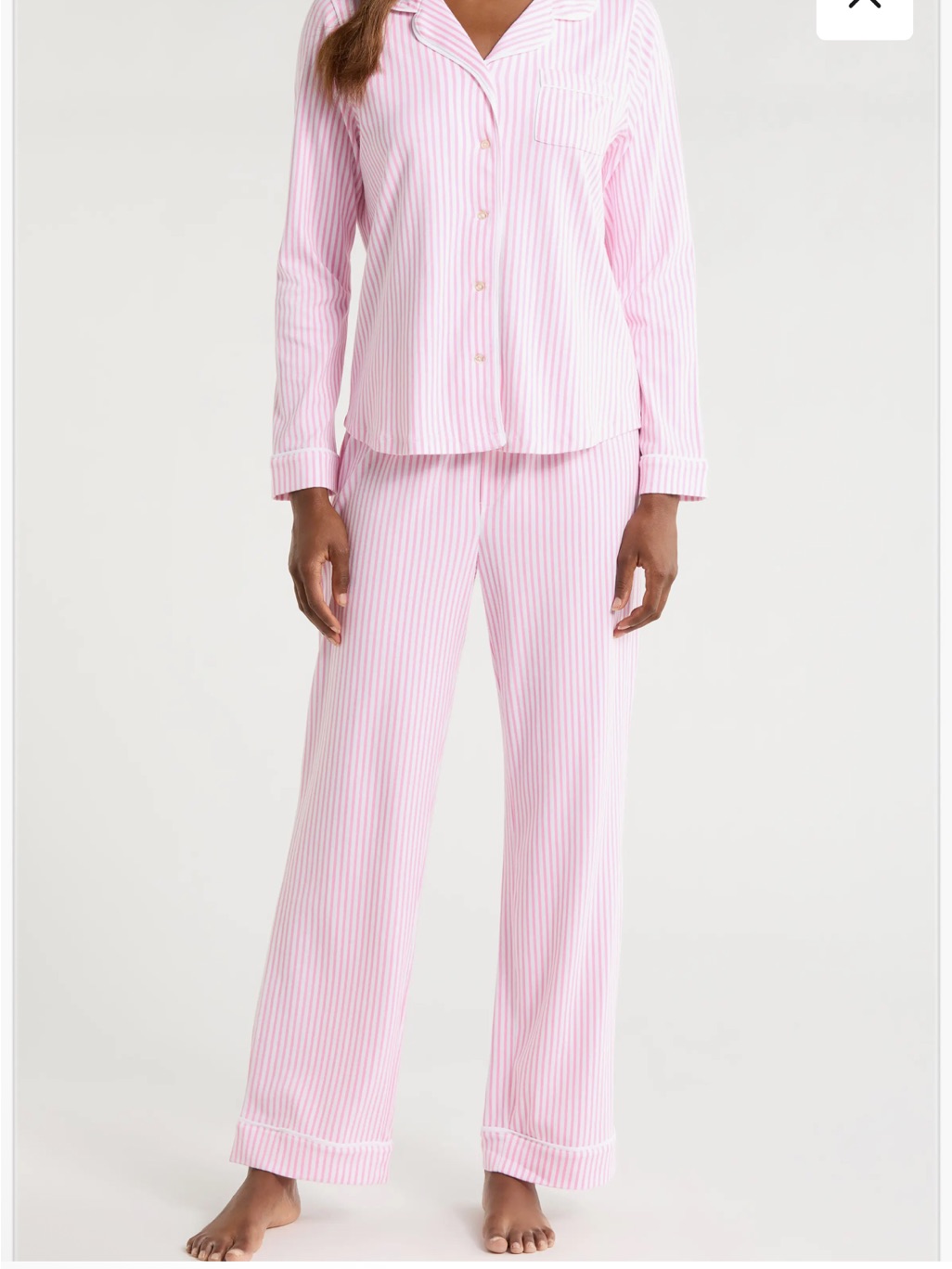 100 Pima Cotton Classic Pink Stripe Pajama Set - Women's Long Sleeve & Pants
